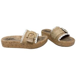 Earth Samsy 2 Casual Slip-on Cork Wedge Platform Slide Sandals women's size 8.5